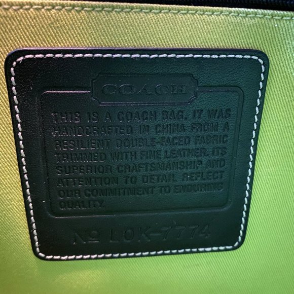 Coach Clip Lock Canvas & Black Leather Trim Shoulder Bag Handbag Vintage 7774 - Picture 5 of 9